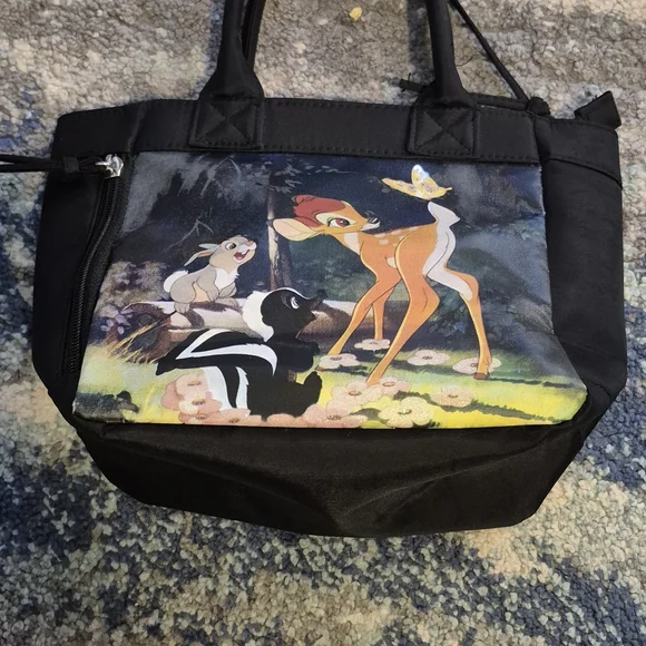 DISNEY BAMBI BLACK TOTE BAG. EUC. - Picture 1 of 6